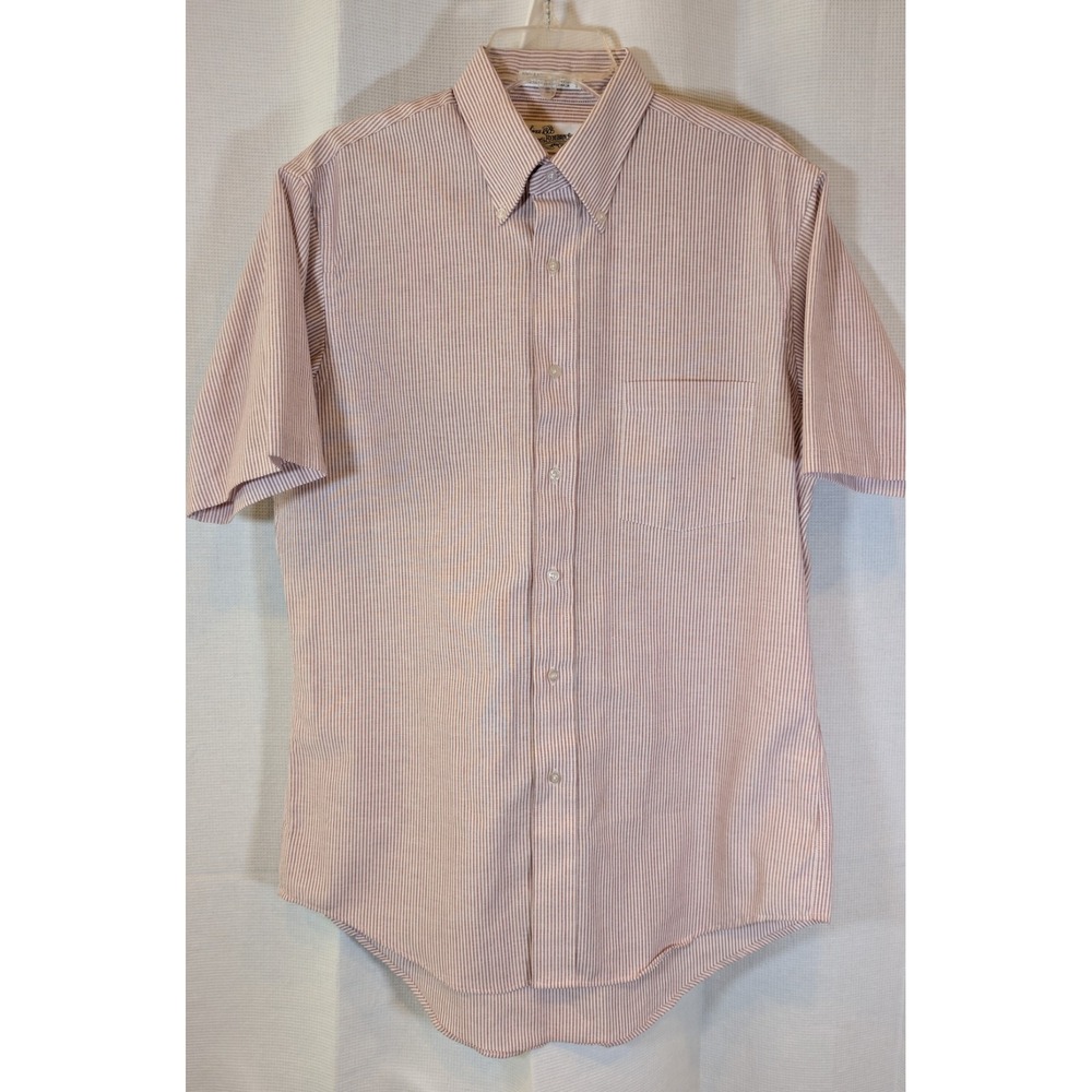 Vintage Sears Roebuck Men's Short Sleeve Button Down Shirt Pinstripe Red White